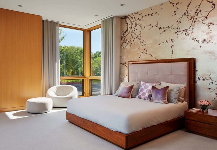 Комбинированные обои в спальне — оригинальные идеи, 106 фото отличного дизайна спальни с комбинированными обоями