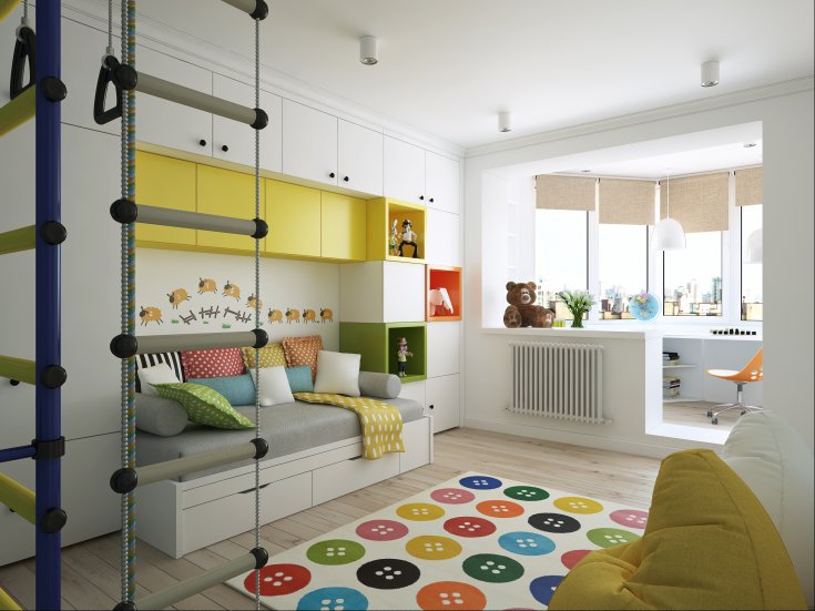 узкая детская комната дизайн
