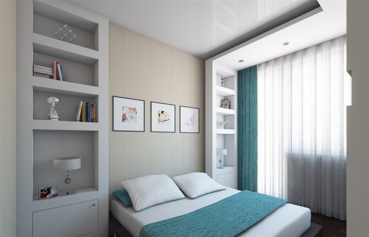 Спальня гостиная 15 кв м реальный дизайн со шкафом - фото
